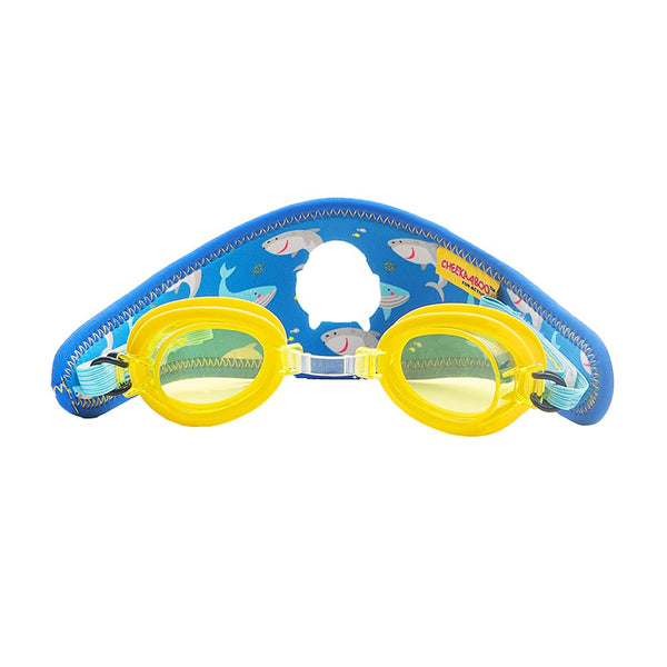 Cheekaaboo Booggles Anti-Fog Kids Swim Goggles Adjustable Kid and Toddler Goggles Kids Swimming Goggles with Thick Strap Made of Neoprene Fabric Shark Fits 2-8 Years Old