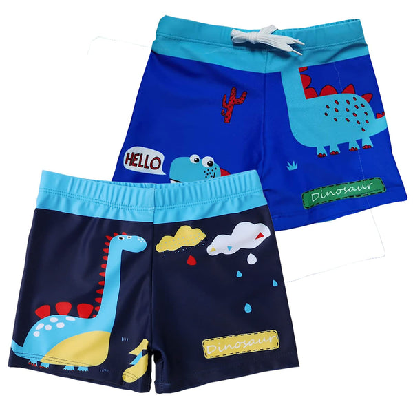 NautySaurs Boys Swim Trunks Toddler Swim Shorts Swimming Boxer Briefs Dinosaur+Dinosaur 4-5T