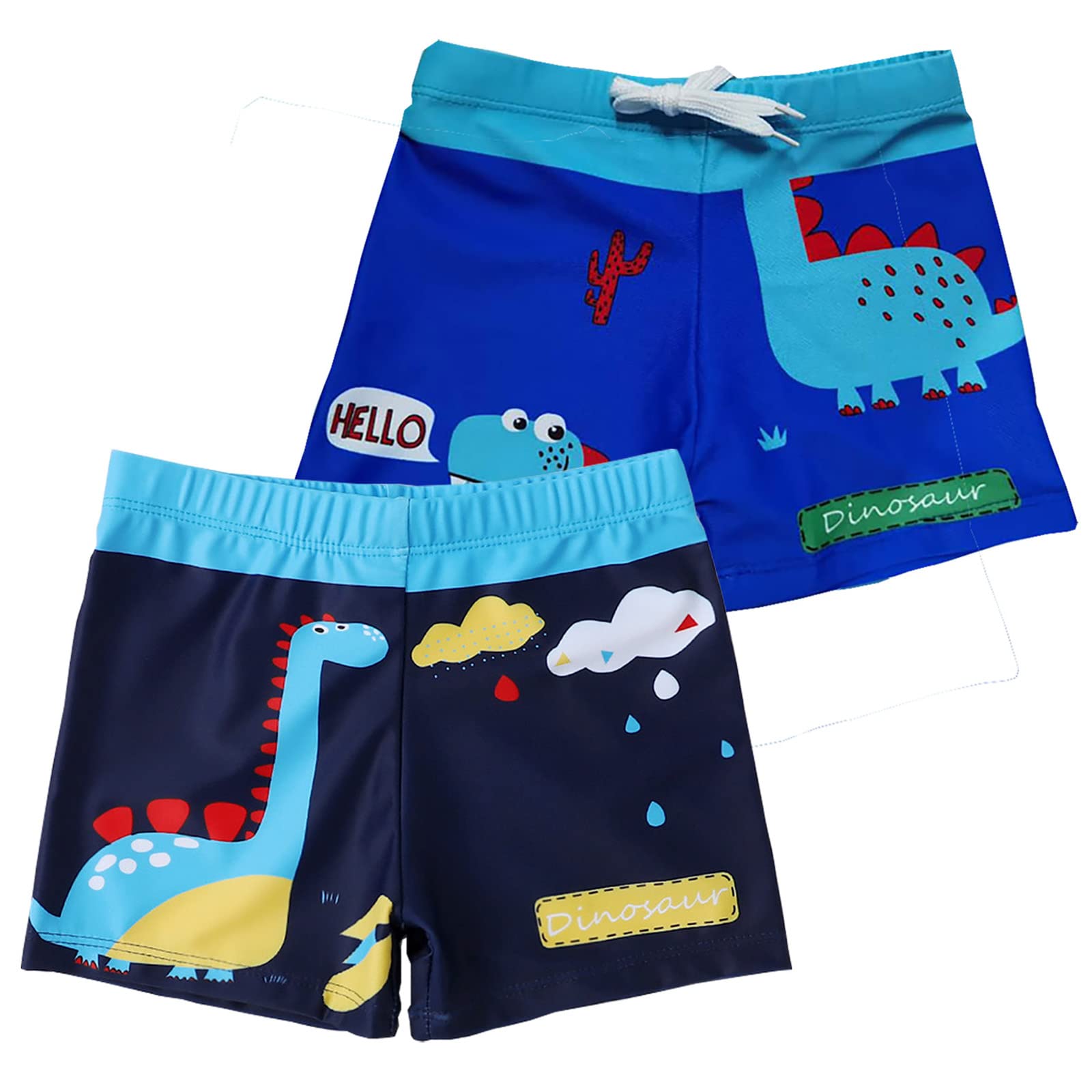 NautySaurs Boys Swim Trunks Toddler Swim Shorts Swimming Boxer Briefs Dinosaur+Dinosaur 4-5T